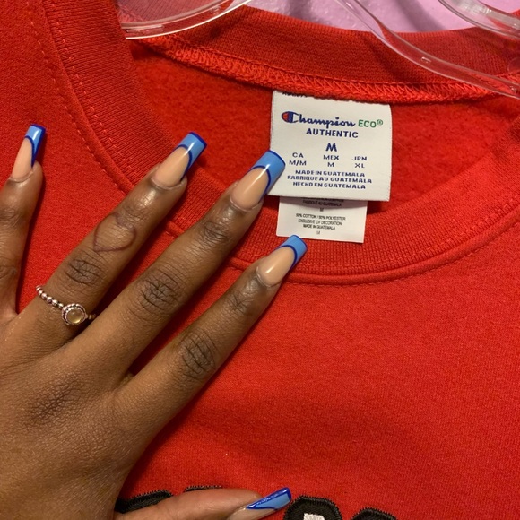 Red custom made champion sweater - Picture 2 of 3